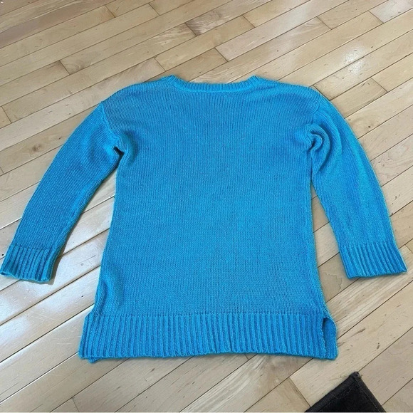 Lauren Ralph Lauren Sweater Women's Medium Blue Loose Knit 3/4 Sleeve Pullover - Picture 8 of 8
